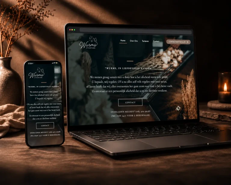 Website van Wurms Uitvaartzorg op laptop en telefoon