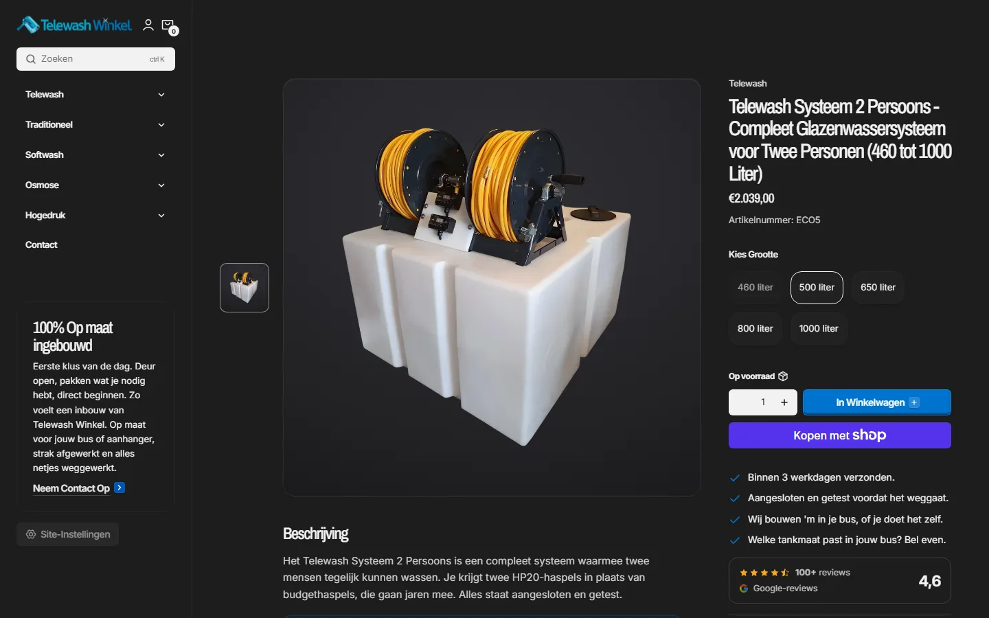 Telewash Winkel: Productpagina nu
